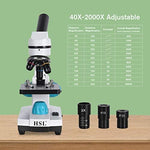 Top and bottom LED light adjustment knobs on Hsl microscope
