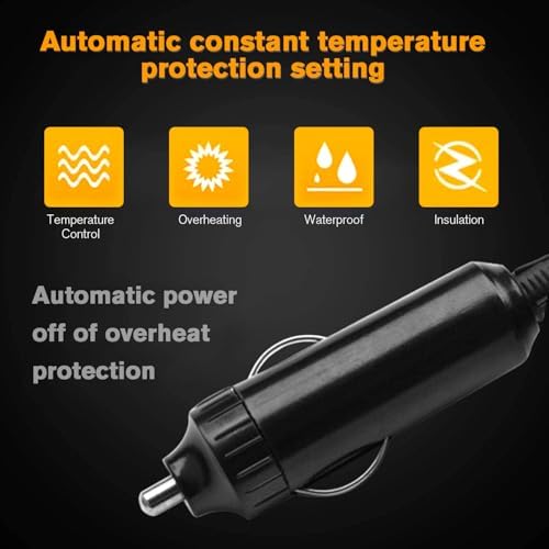 Close-up of the Showvigor car heater 12V cigarette lighter power plug attachment.