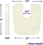 Side profile of medical grade felt pads showing thickness and adhesive layer