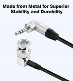 Bi-directional timecode cable with right-angle BNC male connector for cinema camera setups.