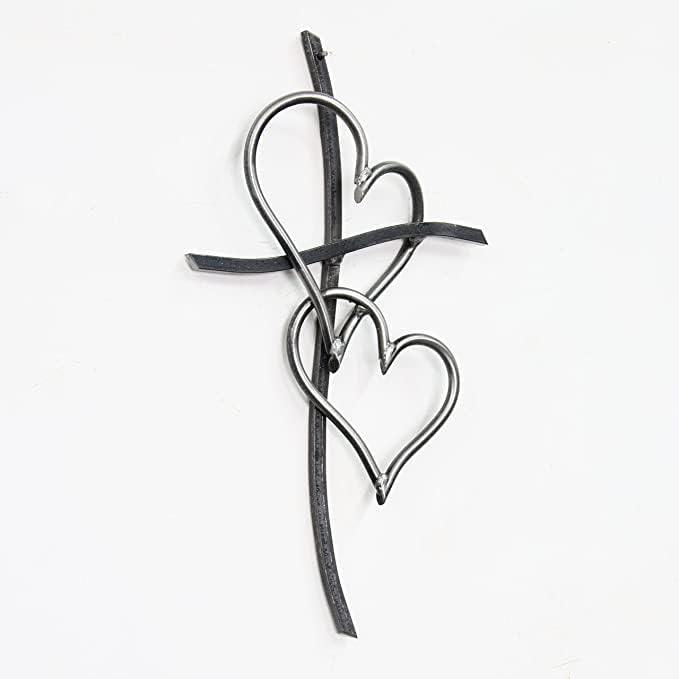 Iron Chinchilla Walk In Love Wall Cross front view metal art