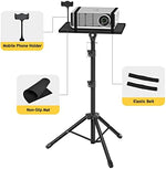 Facilife heavy duty projector floor stand tray featuring secure elastic straps