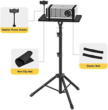 Facilife heavy duty projector floor stand tray featuring secure elastic straps
