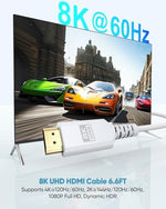 UVOOI 48Gbps high speed white braided cord showing flexible anti-break strain relief design.