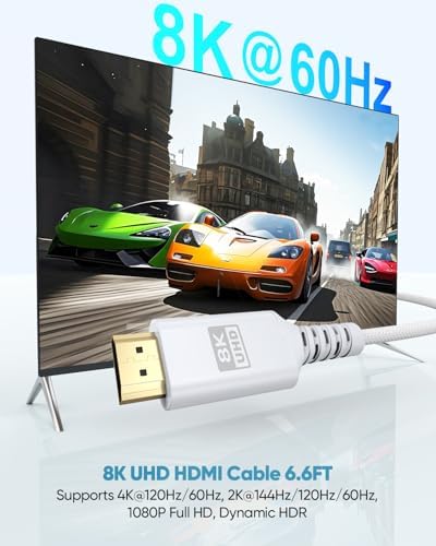 UVOOI 48Gbps high speed white braided cord showing flexible anti-break strain relief design.