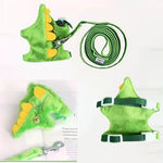 Soft plush green dinosaur harness for guinea pigs and rabbits
