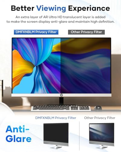 DMFXNBLM 16:9 Anti Glare Screen Filter with included installation adhesive strips and slide-mount tabs.
