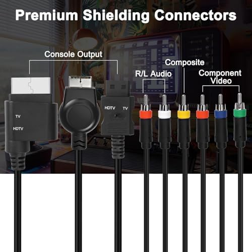 Premium black one point eight meter YPbPr adapter cable for retro consoles