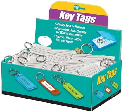 Lucky Line clear plastic key tag with split ring closeup
