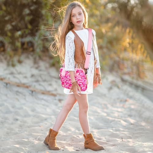 Foxstory kids tablet sleeve bag showing adjustable shoulder strap setup