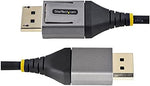 StarTech four meter 8K display cord highlighting heavy duty black TPE jacket strain relief.