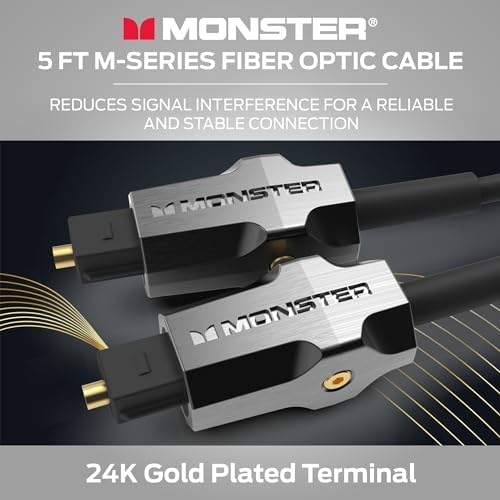 Monster fiber optic Toslink cable gold connectors detail