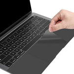Close up view of matte finish adhesive skin matching space grey laptop