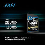 Premium 512GB flash storage card displaying secure contact pins on reverse side