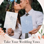 Engrowtic blue floral vow books displayed as a wedding keepsake