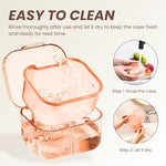 Retainer Case, Retainer Cleaning Case, Denture Bath Cup with Strainer Basket, Double-Layer Soaking Container for Retainers, Partial Dentures, Mouth Guard & Night Guard (Orange) - Image 7