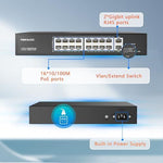 Real HD unmanaged network switch angled view highlighting the durable metal rackmount housing