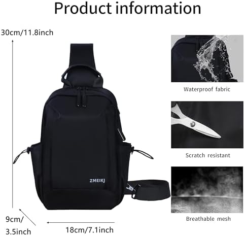 Zmeiikj sling bag showing waterproof oxford cloth material