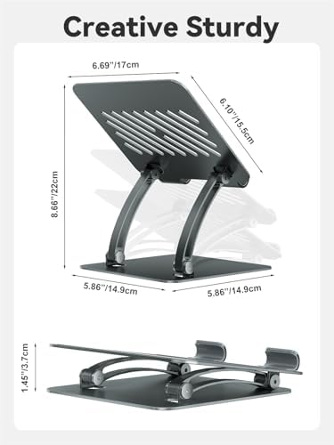 Tounee aluminum desktop stand supporting a sixteen point nine inch portable screen in a home office setup.