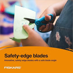 Close up of Fiskars blunt-tip stainless steel blades