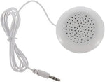 FANTIA white pocket sized pillow speaker connected to a portable music player device.