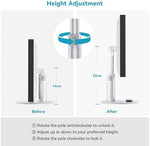 Close up of the sturdy aluminum base and supporting column of the desktop bracket