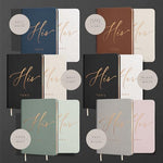 Open view showing interior pages and ribbon bookmark of vow books