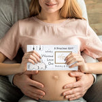 Pregnancy countdown frame with interchangeable wooden number blocks tracking weeks