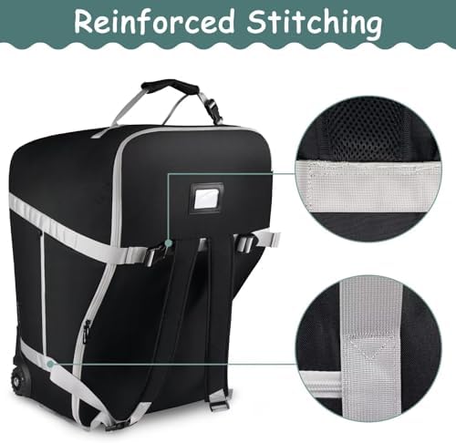 Infant Car Seat Travel Bag Backpack for Airplane, Fits Doona Car Seat Stroller and Base, Padded Carseat Cover for Air Travel, Nuna Pipa Car Seat Travel Bag with Wheels - Image 6