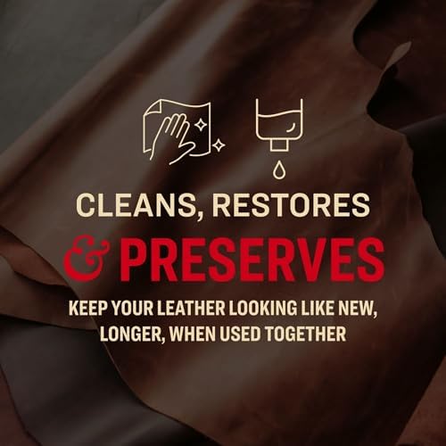 Authentic USA imported Tanner's Preserve leather care kit placed next to a luxury leather car seat.