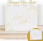 Only Zest 9x7 inch blank guest book open to show thick pages.