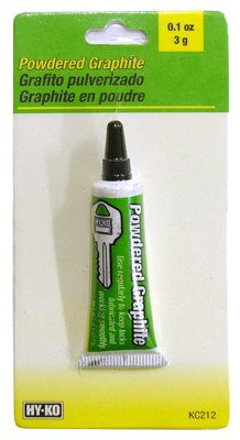 Hy-Ko Powdered Graphite 3-gram squeeze tube front view for lock lubrication