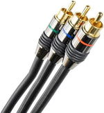 Close-up view of the precision-made gold-plated plugs on the Skywalker high quality series analog television cable.