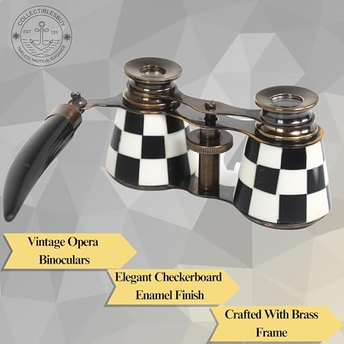 Retro style theater binoculars brass and enamel detail