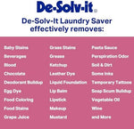 Back label of De-Solv-it Orange-Sol Laundry Saver with usage instructions and safety info.