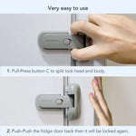 Space gray Moonybaby safety lock showing one-handed operation