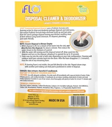 Iflo disposal cleaner pods showing foaming action in sink