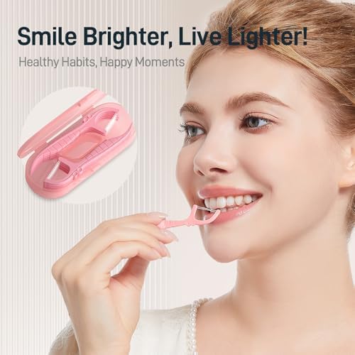 Demonstration of the dual-line dental pick handle showing the integrated toothpick end for oral care.