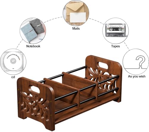 QILICHZ CD Holder,DVD Holder Storage,Wood CD Rack Organizer,DVD Rack,Cassette Tape Storage with Dividers for CDs, DVDS, Tapes,Video Game Cases, Tape Display Stand, Hold 35Pcs - Image 7