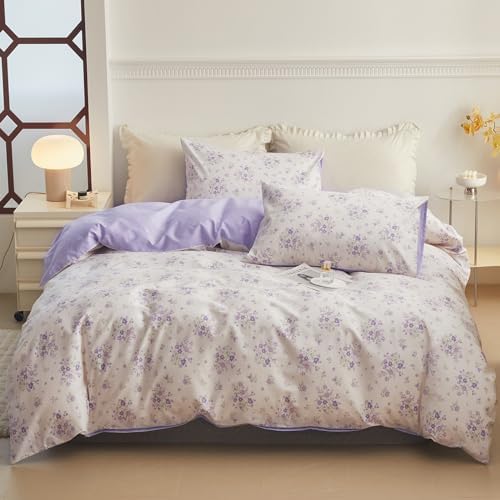 Close up view of the HighBuy botanical flower coquette bedding showing the premium cotton fabric texture.