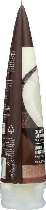 Desert Essence coconut lotion tube back label with ingredient details
