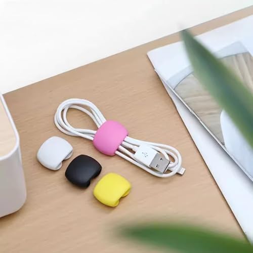 Complete twenty count pack of multicolor Elaity cable management clips displayed against a clean minimalist background