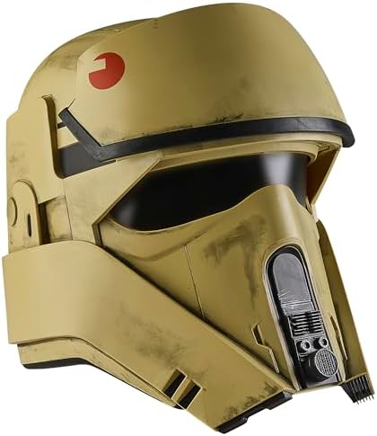 Side profile of the Star Wars Andor Shoretrooper premium roleplay helmet showing electronic activation button
