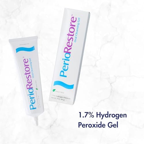 Perio Restore 1.7 percent hydrogen peroxide gel tubes next to the two included application trays.