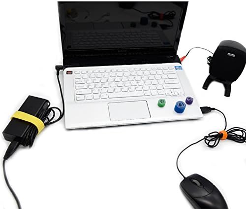 Patu reusable fastening ties used to organize audio cables and earphone wires for travel