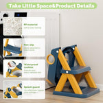 Side angle view of the COOSEYA toddler toilet ladder highlighting the secure triangular structure and side handles.
