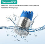 2PCS DC12V 19mm Electronic Metal Buzzer Alarm Sounder Waterproof IP67 Intermittent 110dB Active Piezo Beep Alarm with Red Flash Indicator - Image 6