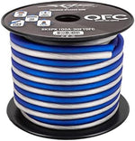 Blue and white 10 gauge speaker wire showing texture