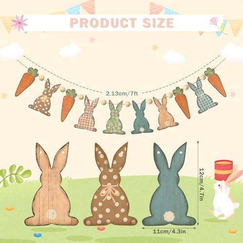 Close up shot of the high quality natural wood beads and rabbit charms on the Cinnvoice spring banner.