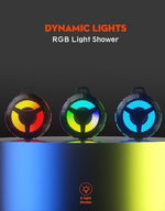 Bondidea speaker showing dynamic RGB lighting modes in a dark room